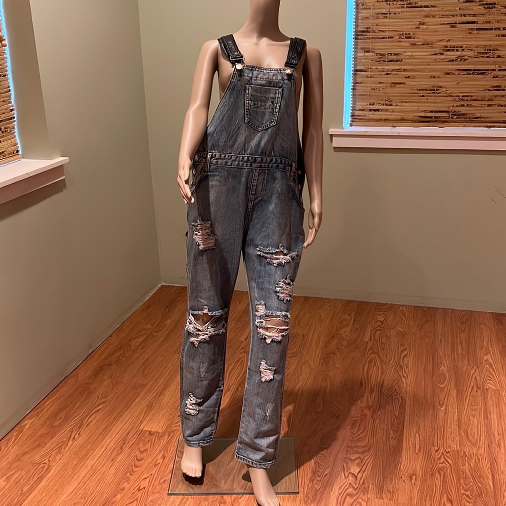 One Teaspoon Denim Distressed Style W/ Black Adjustable Faux Leather Trim 30 - Picture 1 of 13